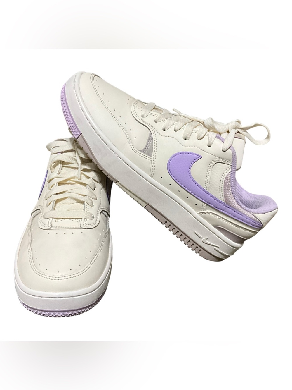 Cream and Lavender Low-Top Women's Sneakers
